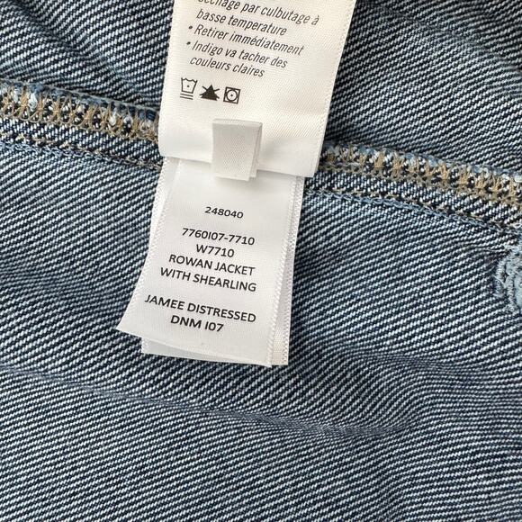 Paige Rowan Jacket Shearling Collar Dark Denim Jacket Jamee Distressed -Small - Picture 11 of 13